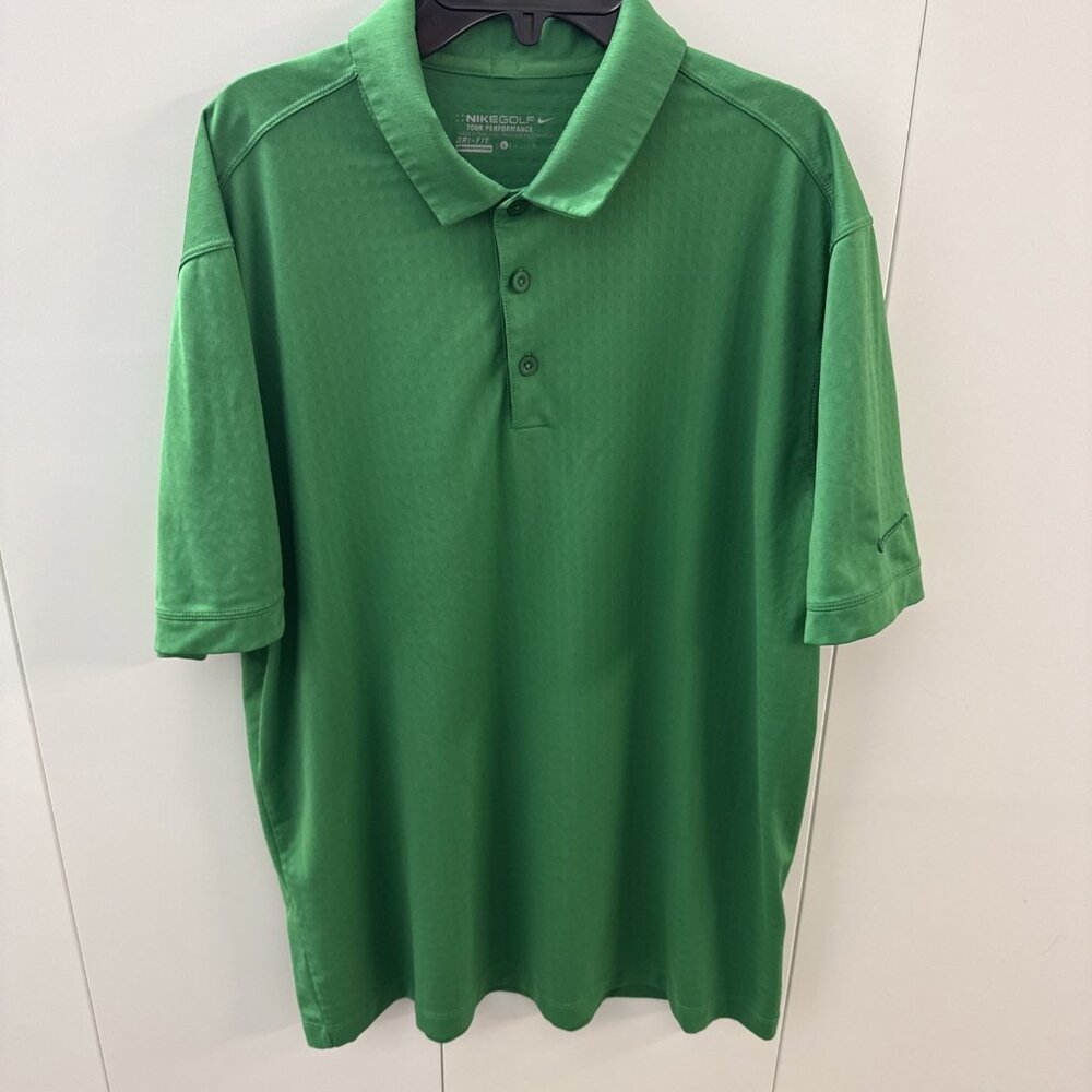 Nike Golf Tour Performance Dri Fit Green short sleeve  Polo Men's Size Large‎